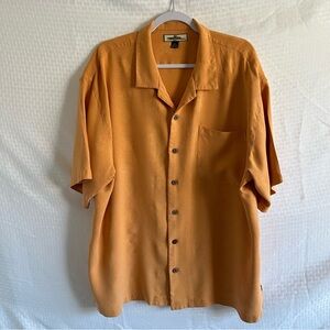 Tommy Bahama Hawaiian Silk Button Down Short Sleeve Tropical Shirt Orange XXL